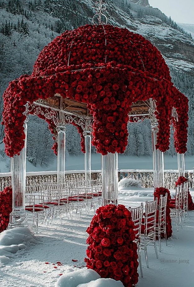 الورود الحمراء بأروع تجسيد للحب في حفل الزفاف