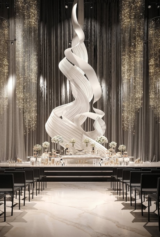 تحفة فنية في زينة ديكورات حفلات الزفاف- الصورة من alibakhtiardesigns