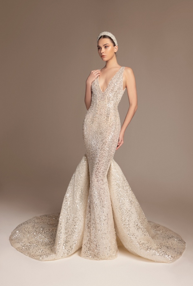 فستان زفاف بتصميم الترتر من طوني ورد