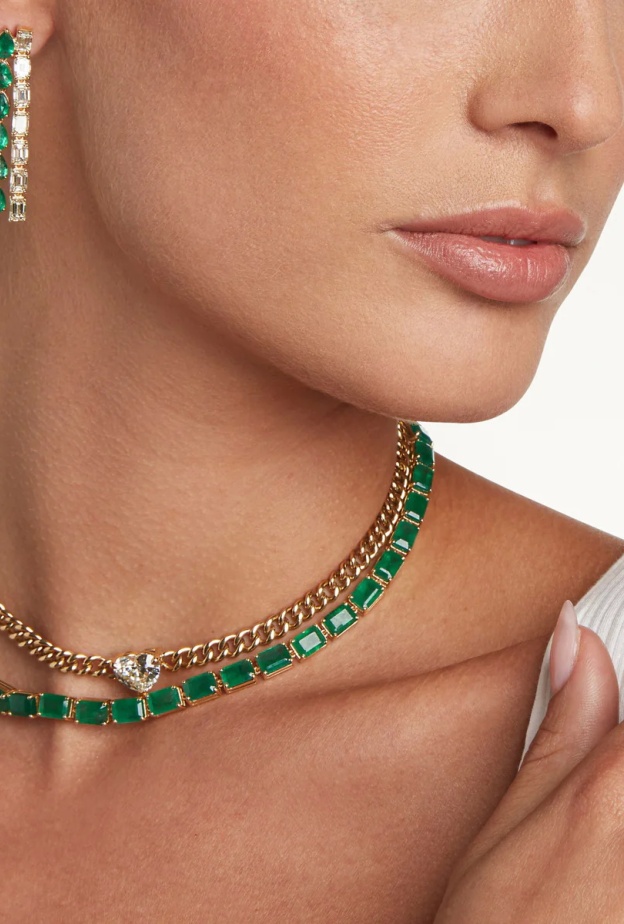 قلادة JUMBO EMERALD BAGUETTE TENNIS من SHAY