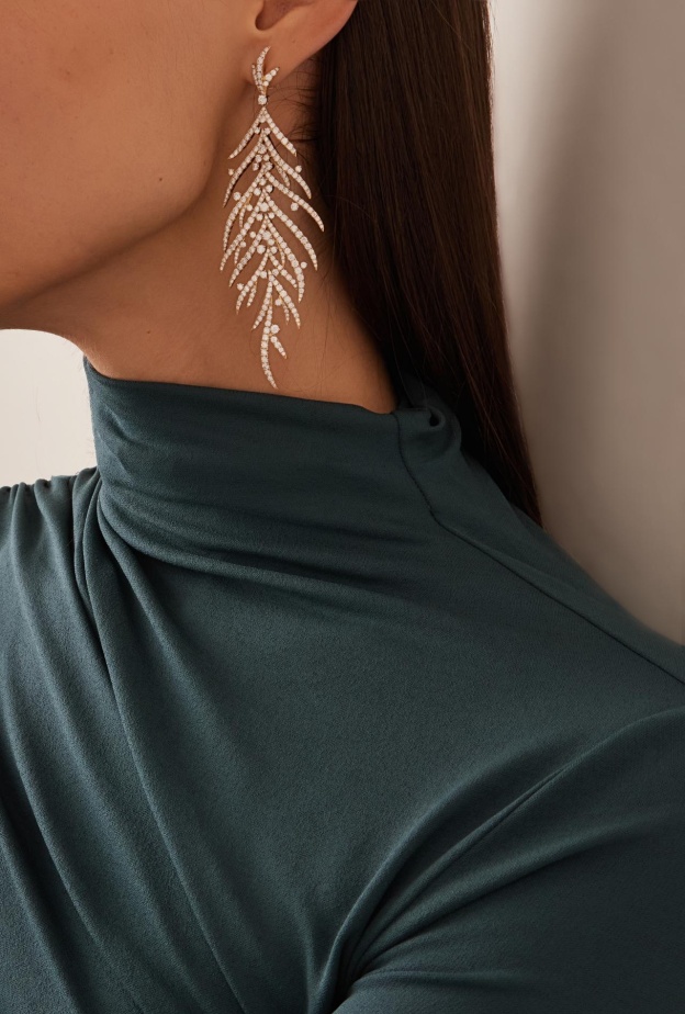 أقراط White Diamond Folha من Graziela