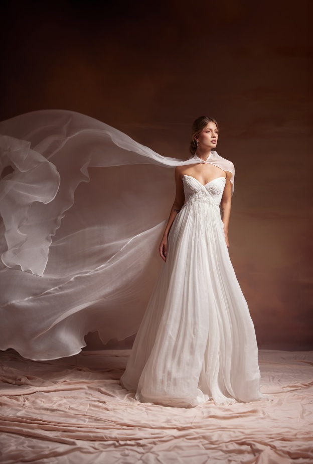 فستان زفاف بقصة خصر عالية من عروض ناديا مانجريز