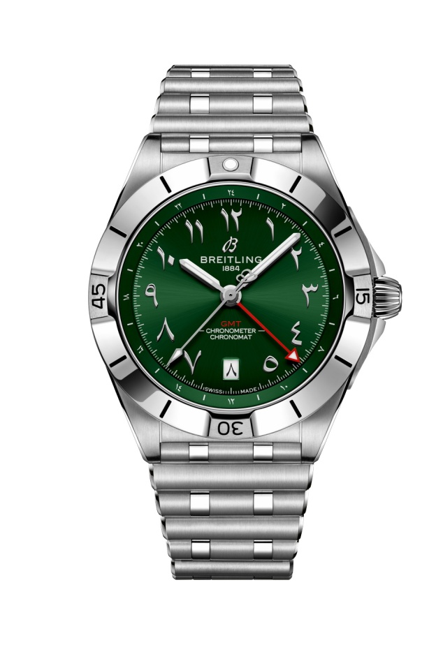 ساعة Chronomat ChronomatGMT40، سوار من الفولاذ الأخضر (للسيدات)