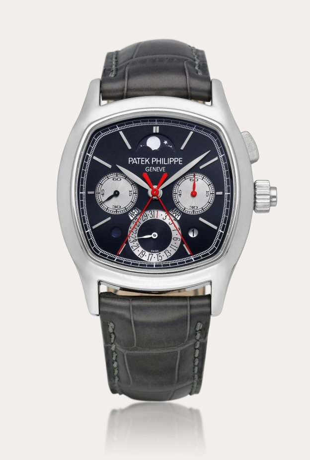 ساعة باتيك فيليب من البلاتين مع تقويم دائم وكرونوغراف، السعر المقدر 250,000 – 350,000 دولار