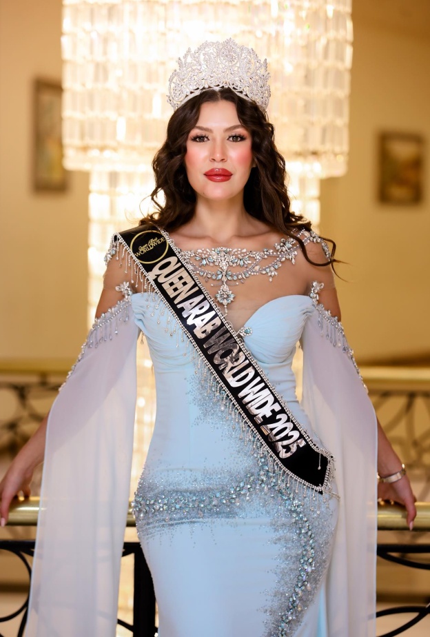 يسرى بو حمده ملكة جمال العرب للقارات 2025 بتاج ماسي فاره