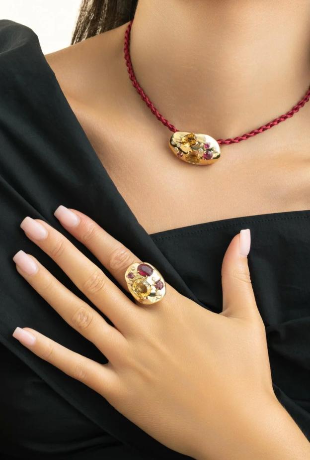 خاتم Rubellite Citrine Rocks من CAROL KAUFFMANN