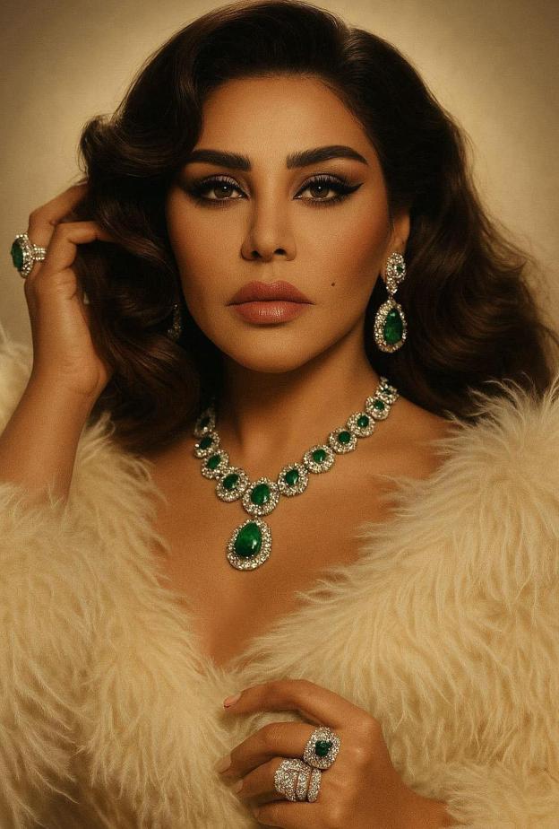 نجمات العرب يتألقن بمجوهرات الزمرد المستوحاة من علم السعودية