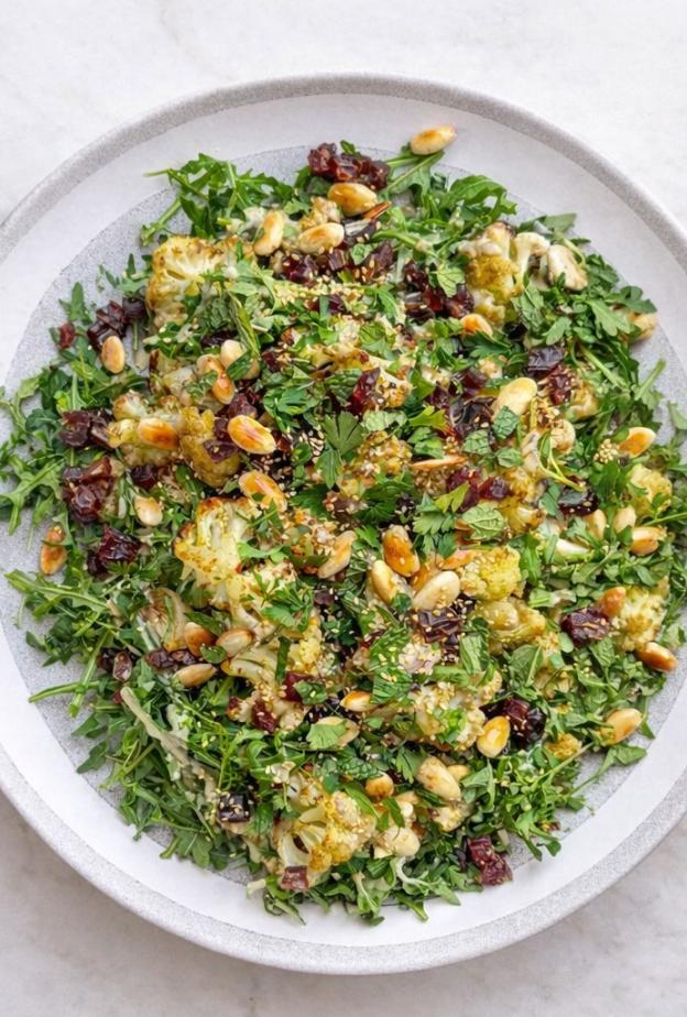 سلطة القرنبيط المشوية مع التمر