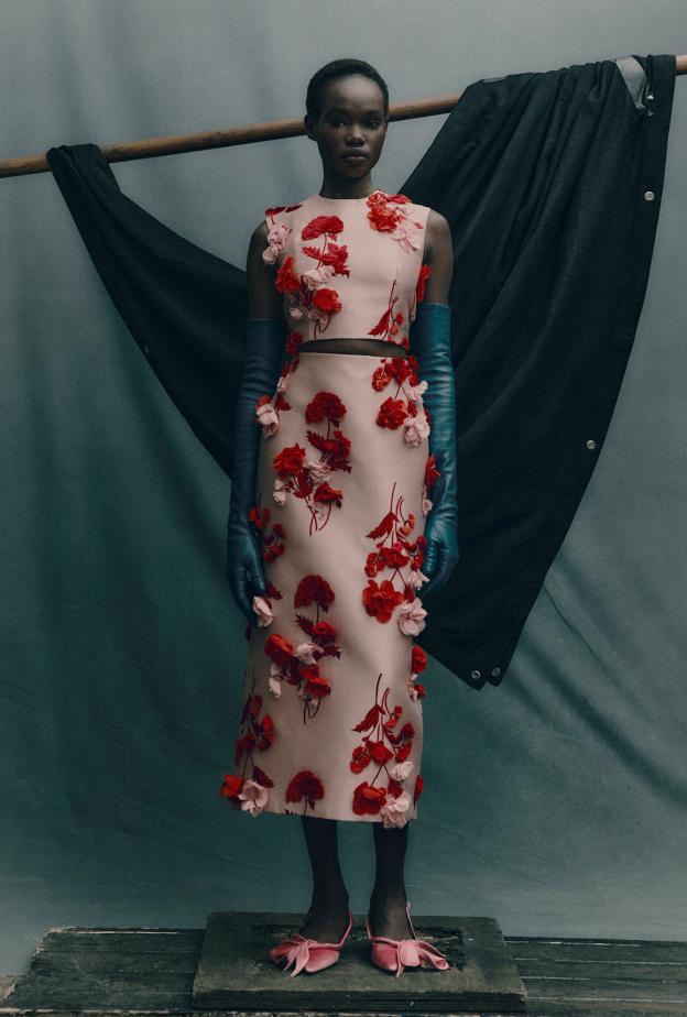 فستان بنقشة الورود ثلاثية الأبعاد من ‏Erdem