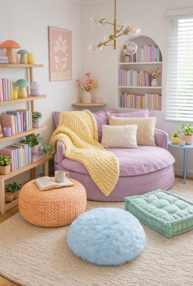 ألوان الربيع المبهجة في ركن القراءة