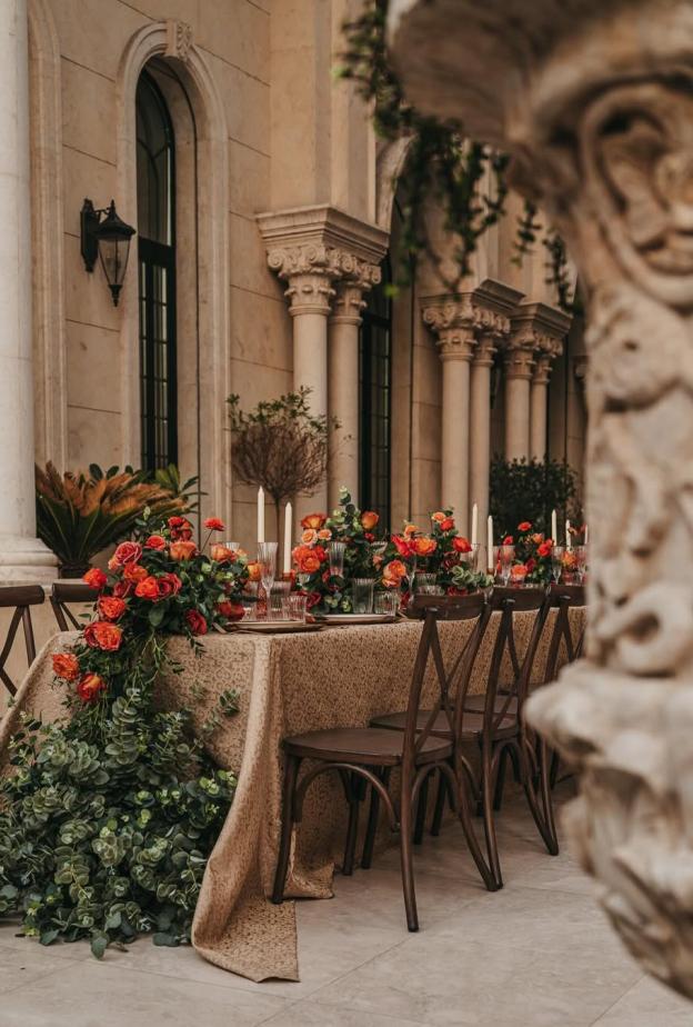 جمال تنسيقات ورود الزفاف البرتقالية