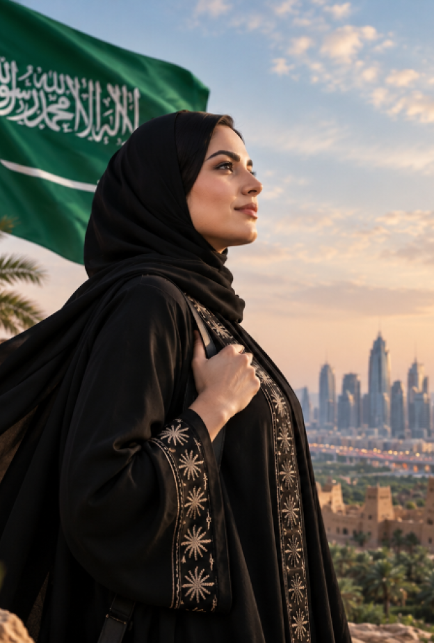 صورة معبرة عن طموح المرأة السعودية بالذكاء الإصطناعي