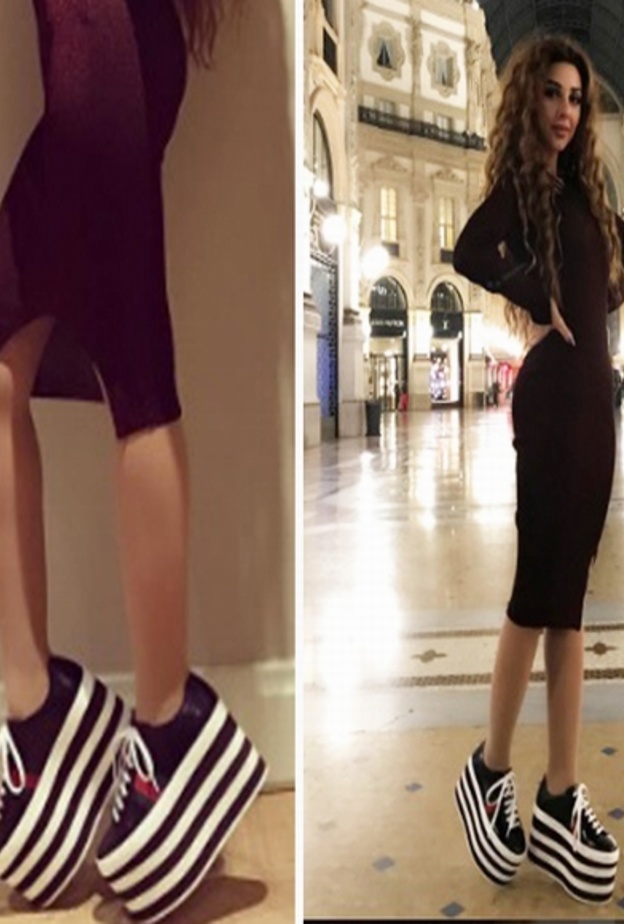 ميريام فارس تنسّق حذاء غوتشي مع فستان ناعم