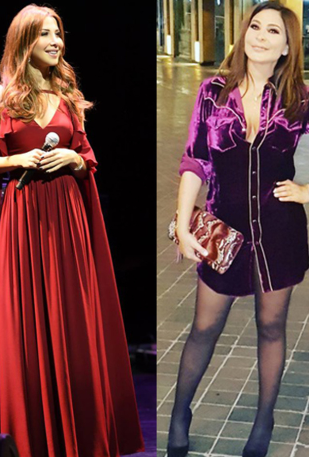 نانسي عجرم وموضة الاكتاف المنسدلة