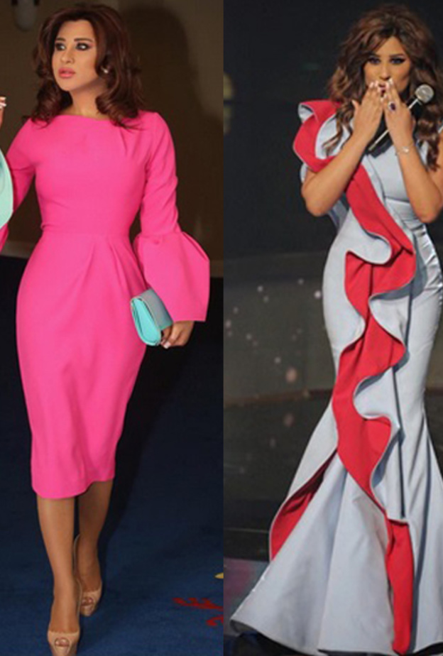 نجوى كرم تمزج الساتان مع تفاصيل الكشكش