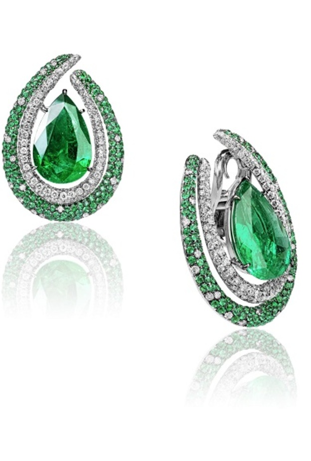 اقراط الماس و زمرد