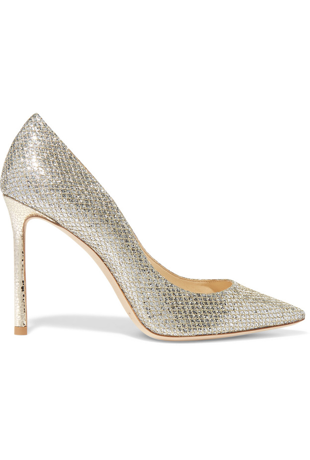 Jimmy Choo حذاء براق باللون الفضي من 