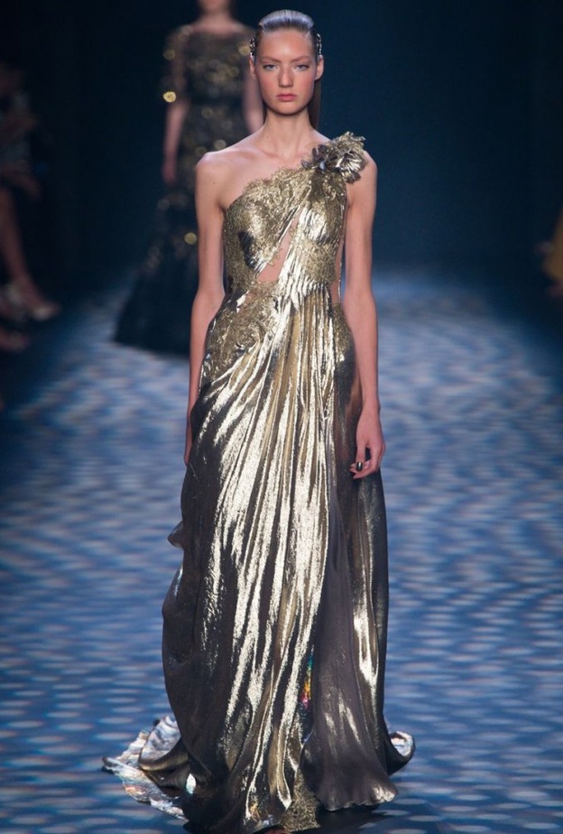 Marchesa فستان سهرة ذهبي من