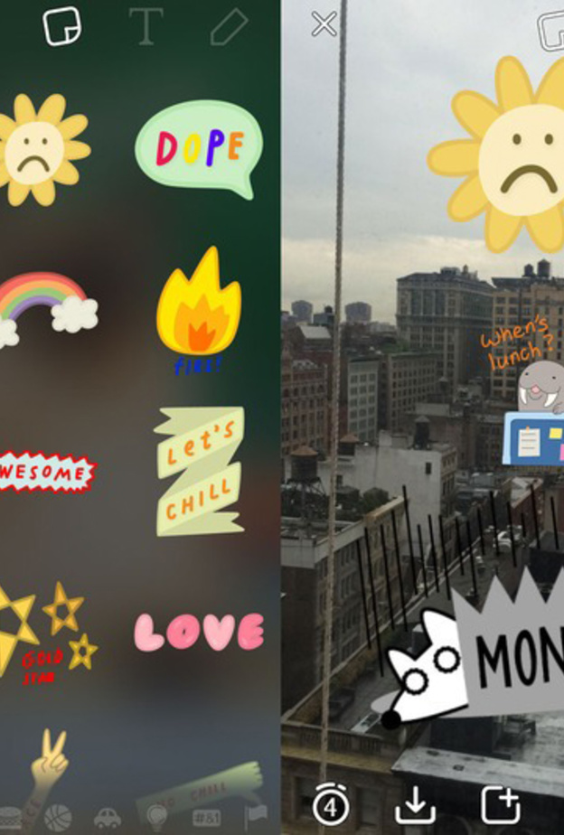 إضافة الملصقات إلى الصور والفيديو ميزة جديدة في سناب شات