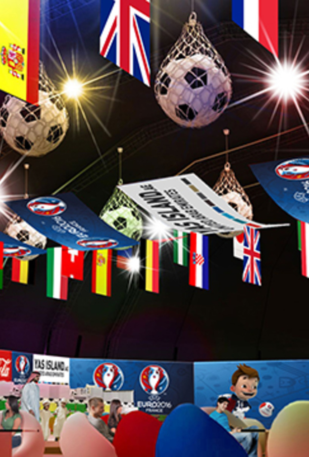 مباريات البطولة الأوروبية على أكبر شاشة LED في أبوظبي في قاعة دو على جزيرة ياس