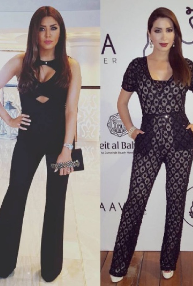 لكل منهما اسلوبها الخاص في اختيار الجمبسوت الاسود