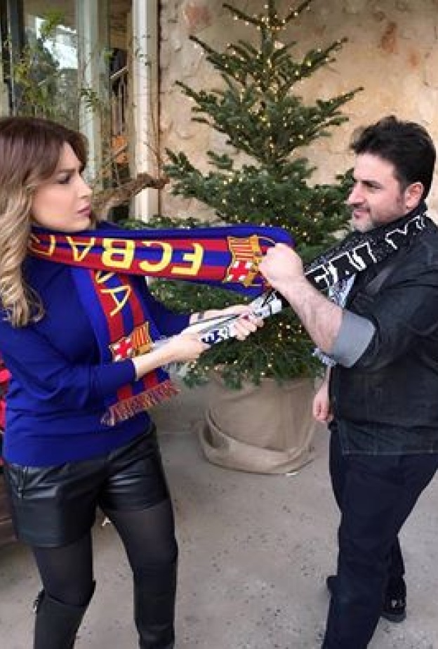 يارا تشارك جمهورها بصورة طريفة مع ملحم زين قبل انطلاق مباراة برشلونة وريال مدريد بالأمس