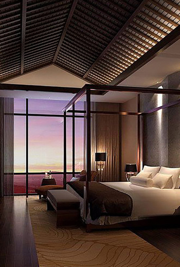 غرفة نوم بإطلالة رائعة و ألوان دافئة خالية من المرايا و السطوح العاكسة 