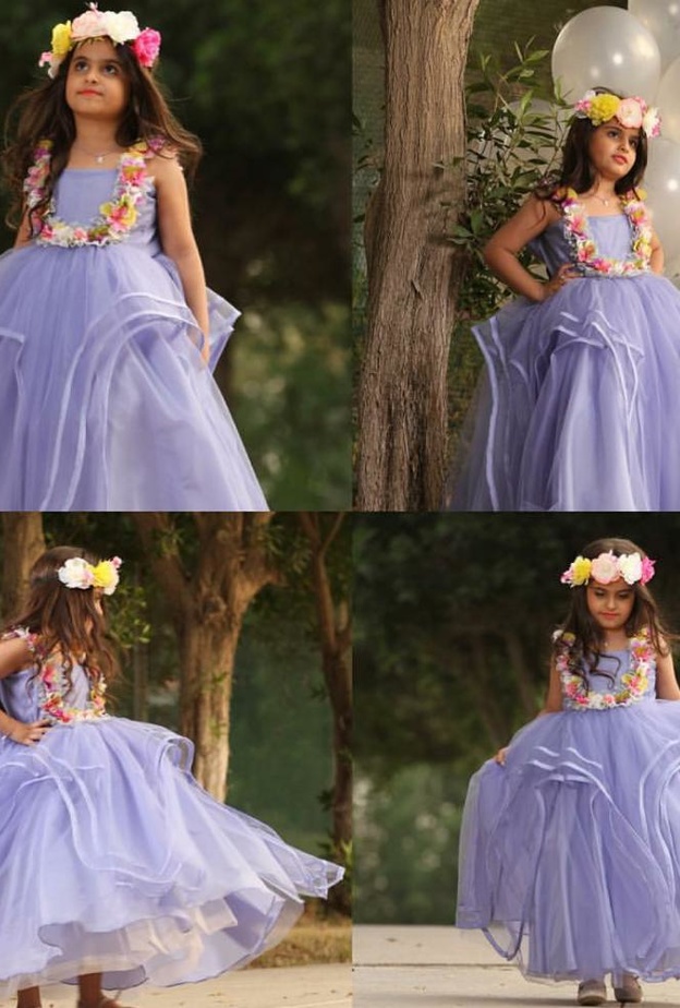 فستان سهرة للفتيات بلون الموف الفاتح