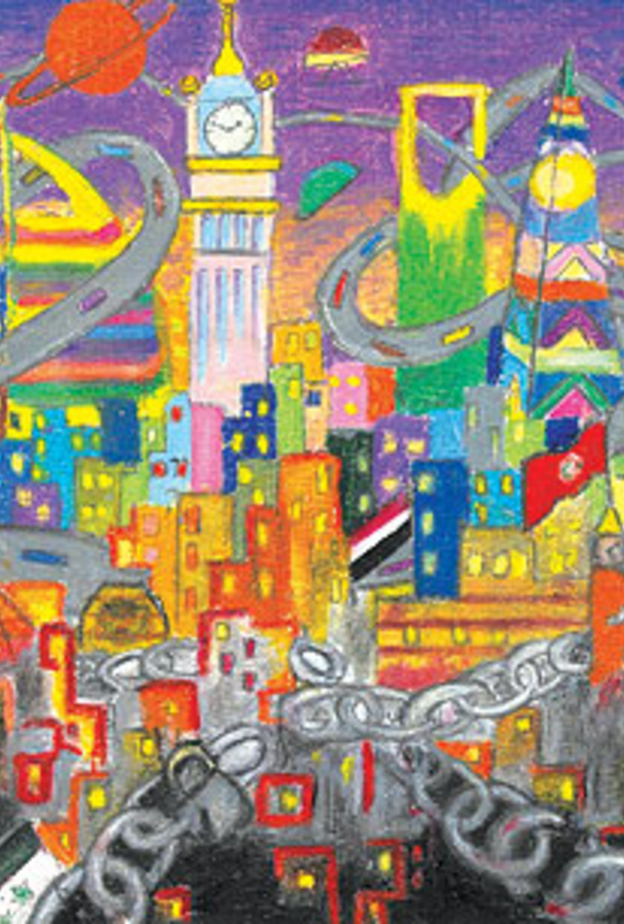 من اللوحات المشاركة في البينالي