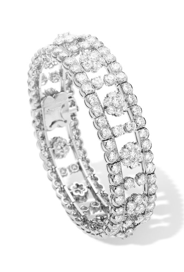 سوار  Snowflake من البلاتين والذهب الأبيض والألماس