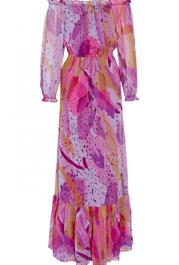 فستان طويل زهري من Diane Von Furstenberg