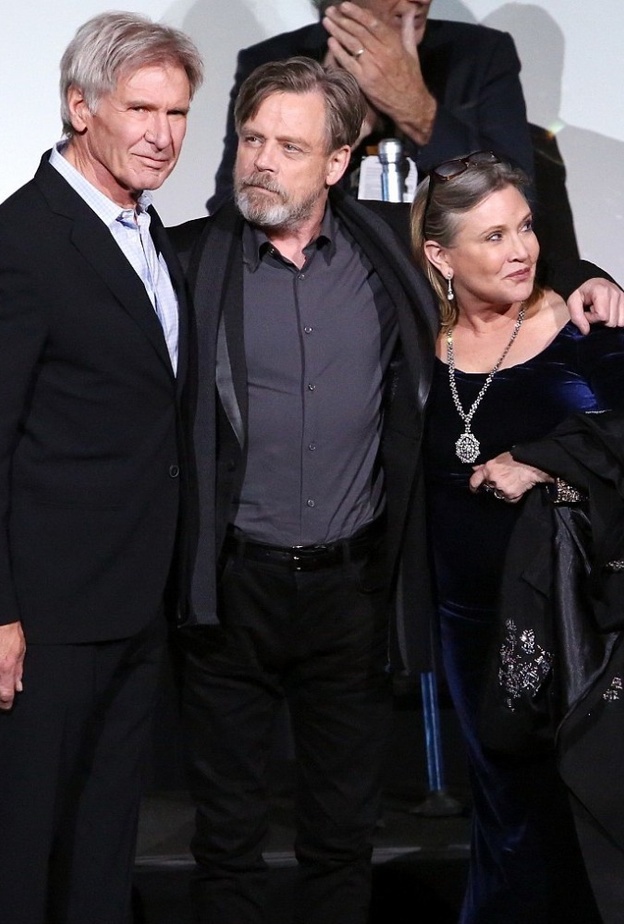 Harrison Ford, Mark Hamill, and Carrie