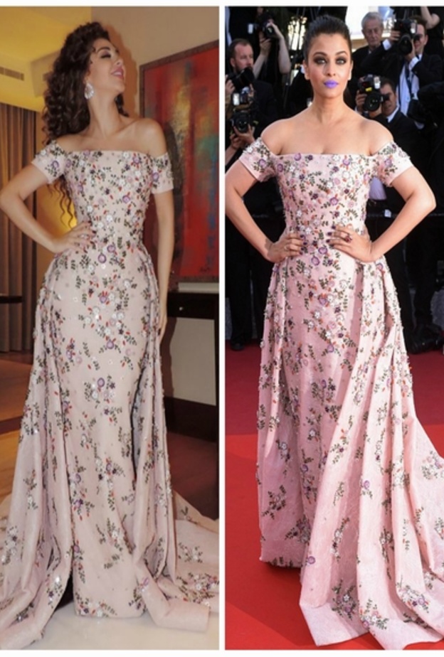 ميريام فارس ونجمة بوليوود ايشورايا راي في نفس الفستان من رامي قارض