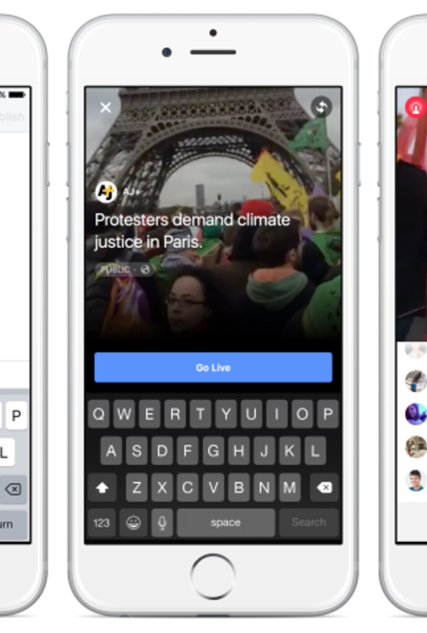 البث المباشر لصفحات فيسبوك الموثقة