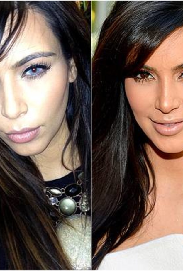 كيم كرداشيان مع وبدون عدسات ملونة