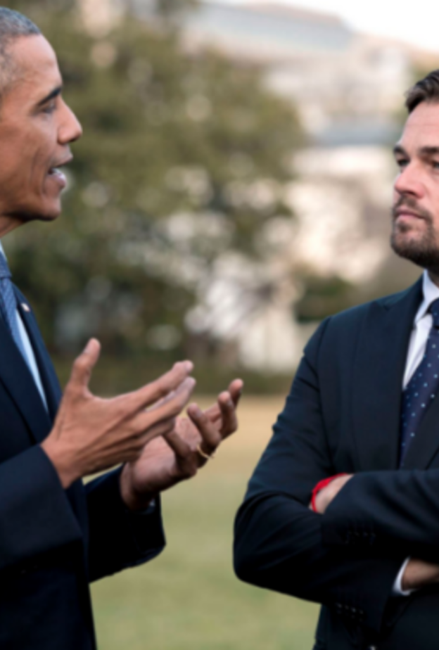 ليوناردو دي كابريو والرئيس الأمريكي باراك أوباما 
