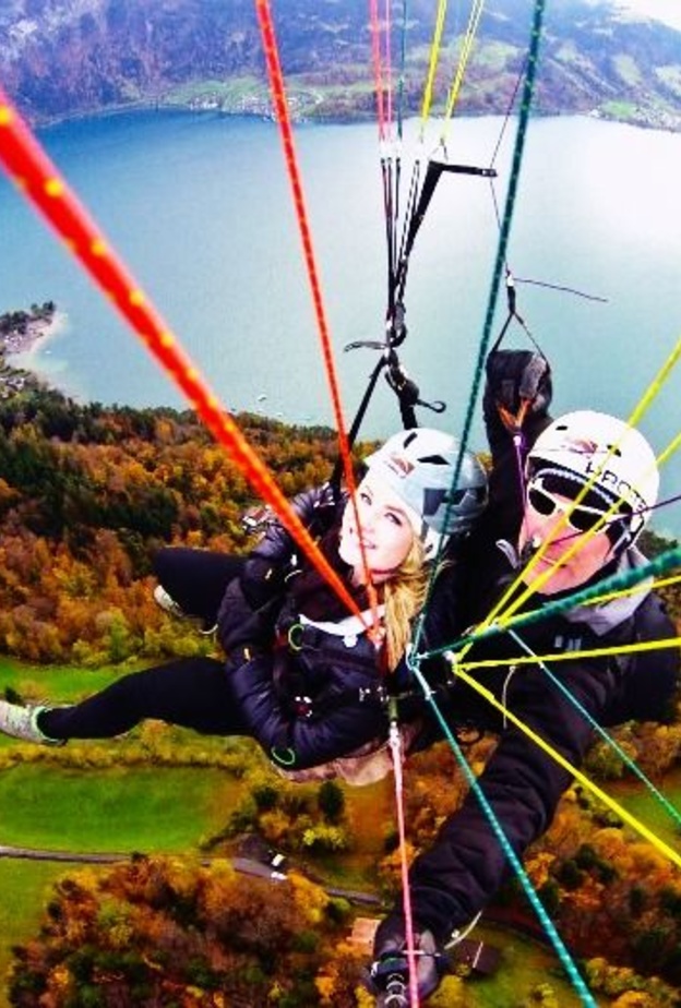 couple paragliding on their honeymoon in Interlaken