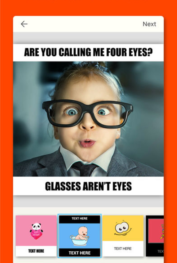 يؤمن تطبيق Meme Maker مجموعة كبيرة من الملصقات و الرموز التعبيرية المضحكة