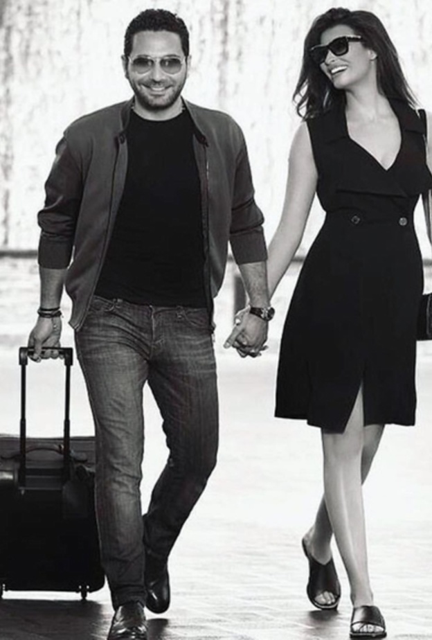 إطلالات ريم السعيدي باللون الاحمر برفقة وسام بريدي مع التصاميم المزخرفة