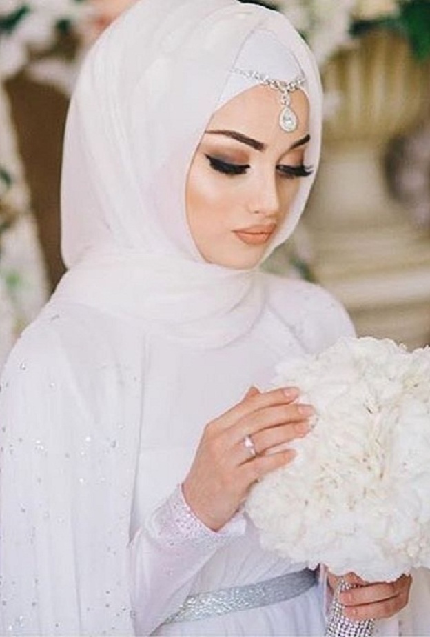  بالصور لفات حجاب عروس للوجه النحيف