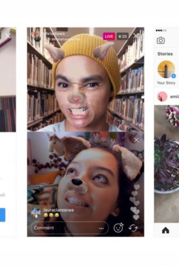 تهدف انستقرام عبر اتاحتها ظهور شخصين في البث المباشر الى زيادة التفاعل على التطبيق