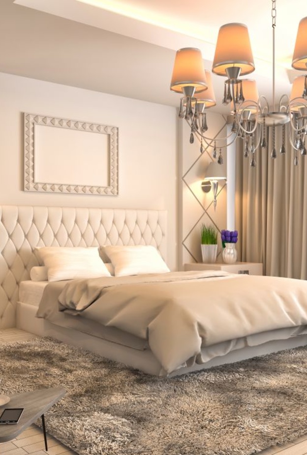 ديكور عصري لغرفة نوم للعرسان بسرير دائري