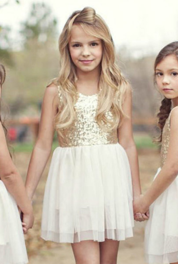 فستان ذهبي للأطفال الرضع