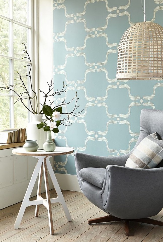 ورق جدران رائع لغرفة جلوس بألوانها الربيعية