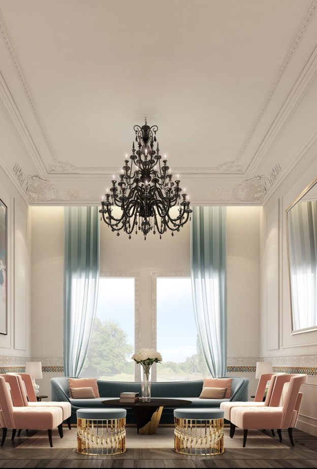 كنب عصري باللون البنفسجي لديكورات جلسات نسائية