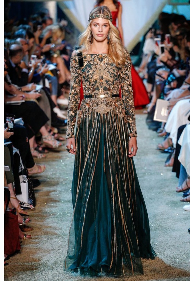 Ralph&Russo فستان سهرة فضي بأكمام طويلة من