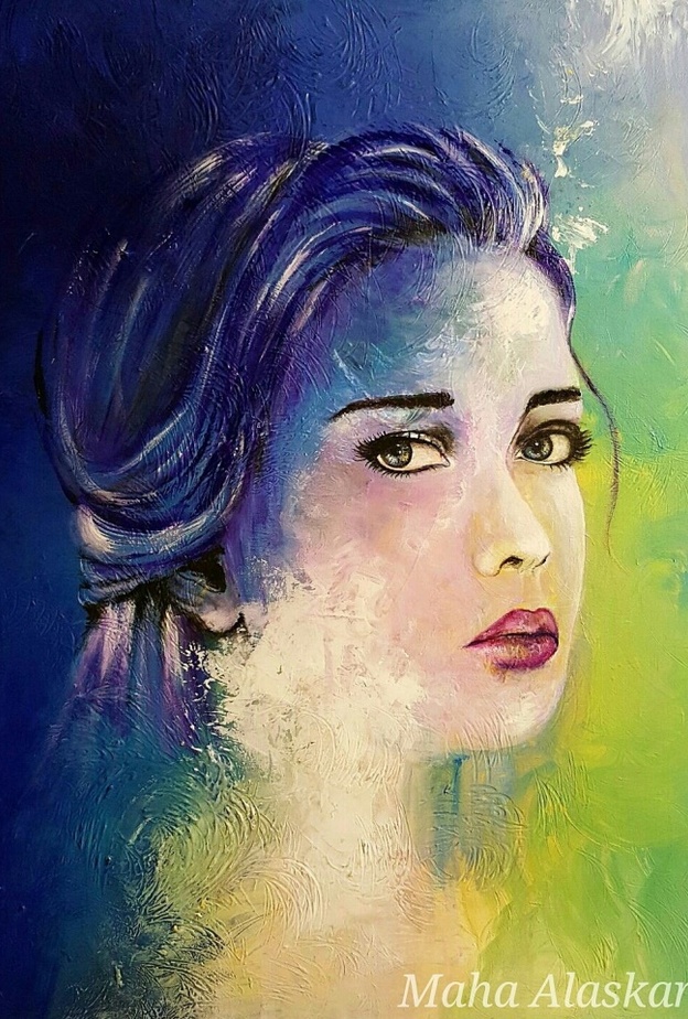 من لوحات الفنانة التشكيلية السعودية مها العسكر