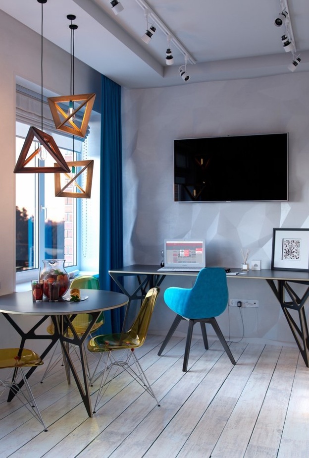 جدار من البيتون الصرف في ديكور الشقة الصغيرة