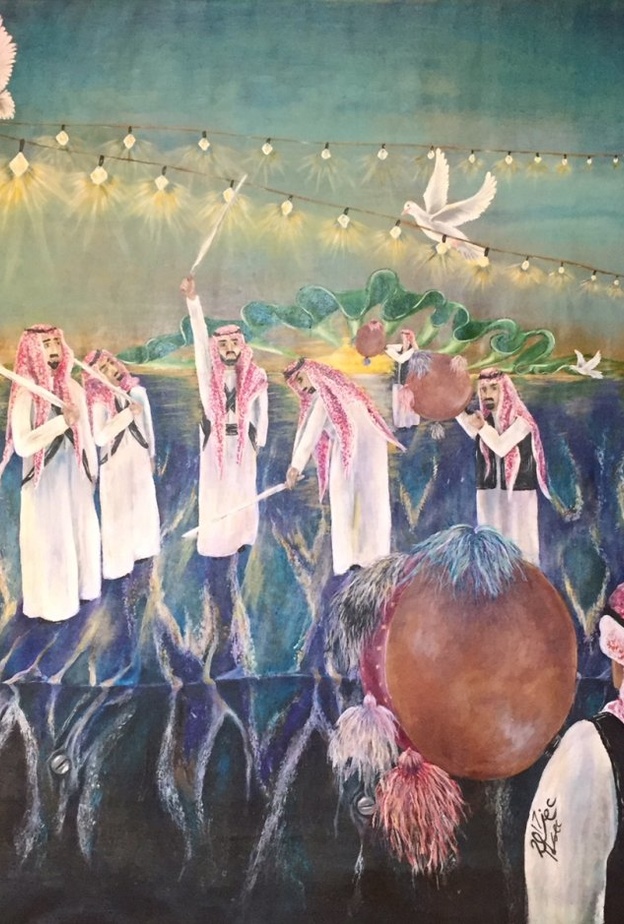 من لوحات الفنانة التشكيلية العنود المحمود