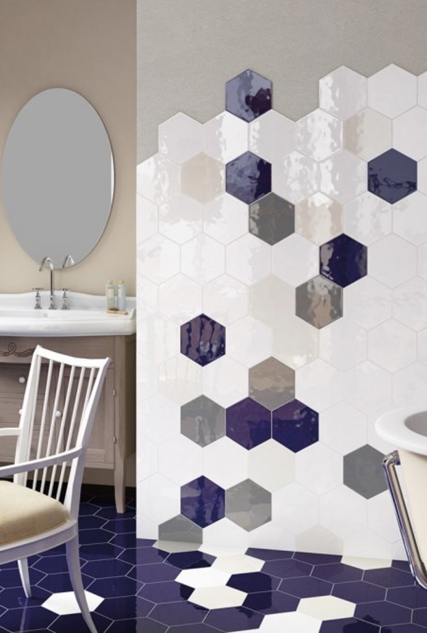 سيراميك بأشكال هندسية لديكور حمام 2018